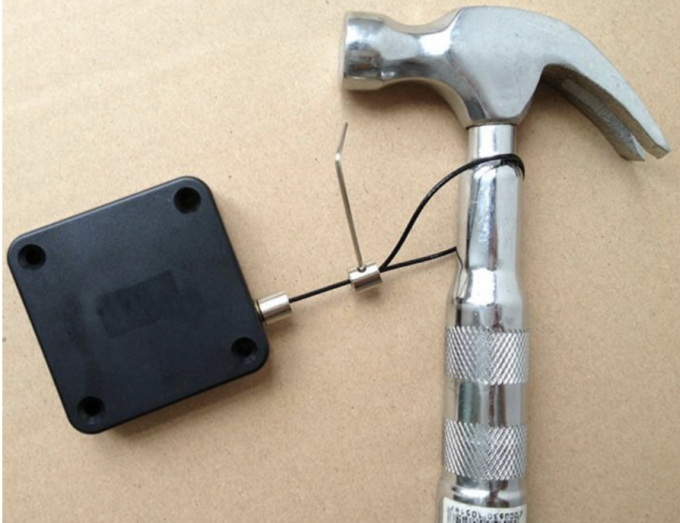 Anti theft security tether steel cable retractable pull reel box anti