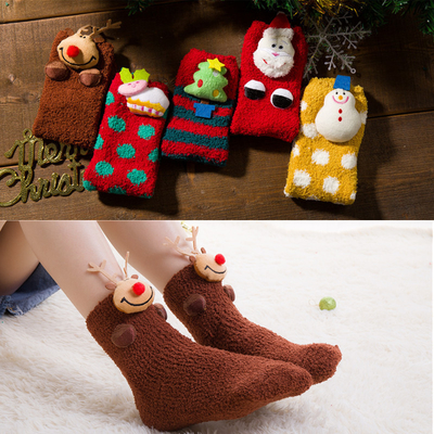 New Christmas Socks Women Cotton Funny Socks With Pattern Print Red Cute Kawaii Female Short Warm Socks Christmas Gift