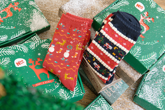 Fashion Design Geometric Pattern Knitted Christmas Socks For Christmas Gift