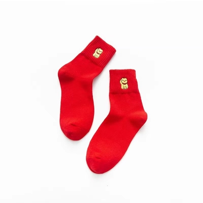 Wholesale Hot Sale Cotton Women Christmas Socks Cheap Cute New Year Red Socks Women