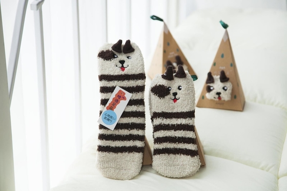 Japanese Coral Velvet Floor Socks Thickened Three-Dimensional Cartoon Embroidery Half Velvet Christmas Socks Box Christm