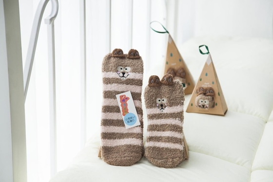 Japanese Coral Velvet Floor Socks Thickened Three-Dimensional Cartoon Embroidery Half Velvet Christmas Socks Box Christm