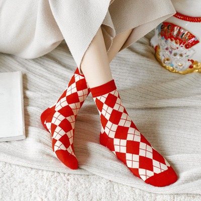 High Quality Custom Size Cotton adults Christmas Knitted Socks Christmas Crew Socks