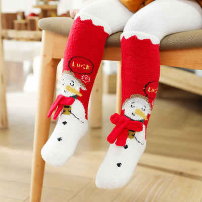 Winter Red Wholesale Promotional High Quality Cute Cartoon Animal Pattern Cotton Christmas Sock