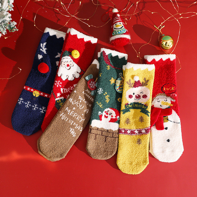 Winter Red Wholesale Promotional High Quality Cute Cartoon Animal Pattern Cotton Christmas Sock