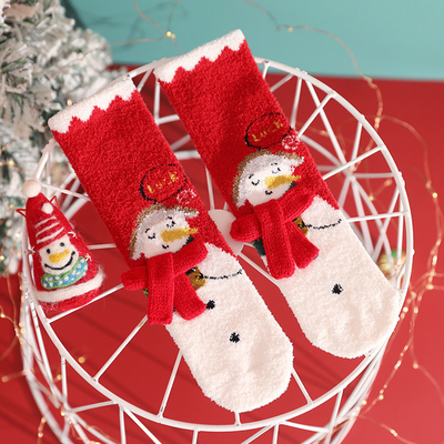 Winter Red Wholesale Promotional High Quality Cute Cartoon Animal Pattern Cotton Christmas Sock