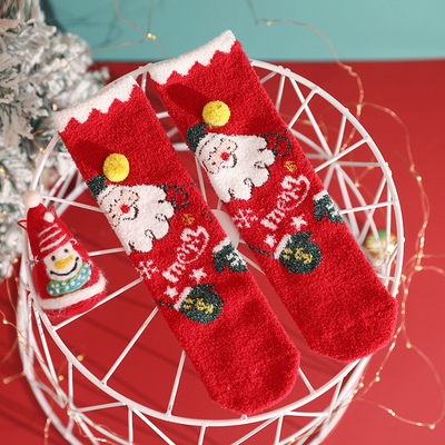 Winter Red Wholesale Promotional High Quality Cute Cartoon Animal Pattern Cotton Christmas Sock