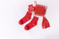 Red Color Hot Selling Custom Happy Funny embroidery Christmas Socks With High Quality