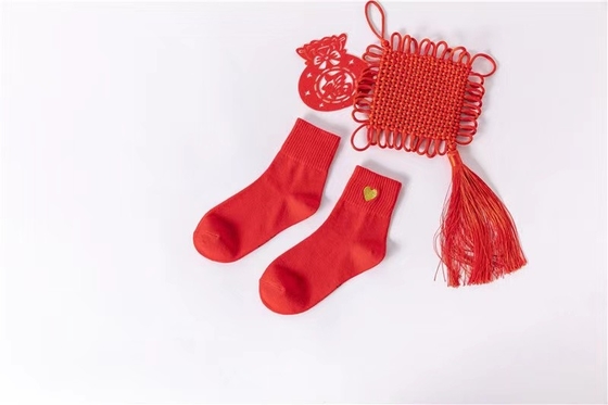 Red Color Hot Selling Custom Happy Funny embroidery Christmas Socks With High Quality