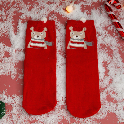 Cute Christmas Cartoon Cotton Socks Young Girls Socks With Lovely Animals Christmas Pattern