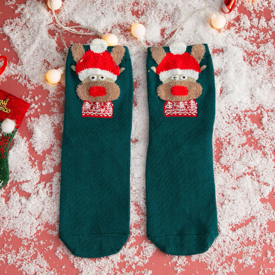 Cute Christmas Cartoon Cotton Socks Young Girls Socks With Lovely Animals Christmas Pattern