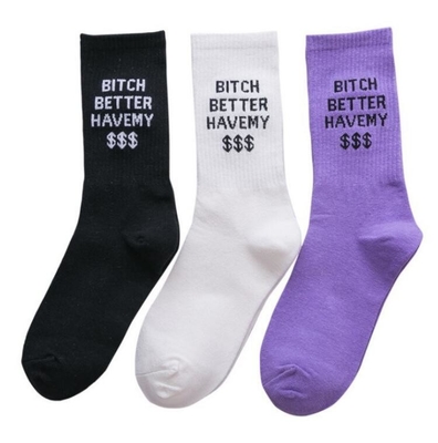 Hot Sale Fashion products dollar and letters soft cotton couples socks