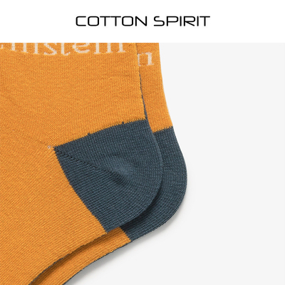 Wholesale Cotton Spirit Yellow Navy Contrast Color Einstein Scientist Formula Letter Street Hipster Combed Cotton Socks