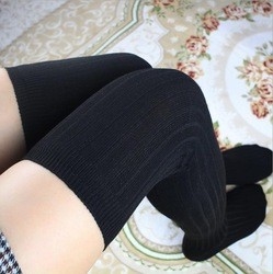 Hot Sale New Solid Color Over The Knee High Socks Vertical Ribbing Stocking Long Socks For Women