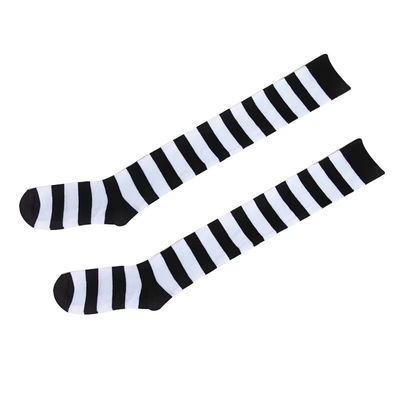 Wholesale Ladies Sexy Zebra Striped Stockings Girls Dress Socks Over The Knee Christmas Socks