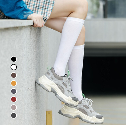 hotsale Women Solid Color Knee High Socks Cotton colorful Long Tube Socks For School Girl