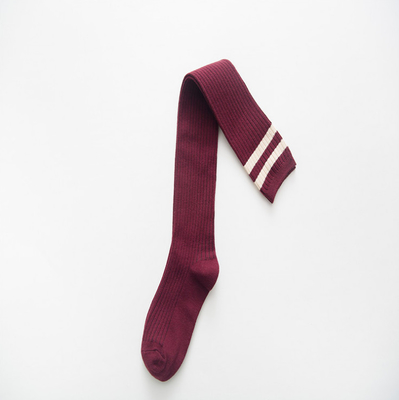 Hotsale Asia Fashion Knee High Striped Two Lines Soft Cotton Women Socks