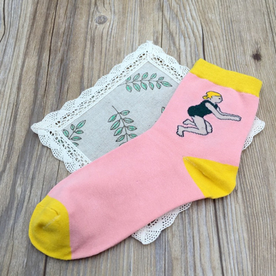 Good Quality New Style Japanese Illustration Of Swimming Series Cotton Socks For Women