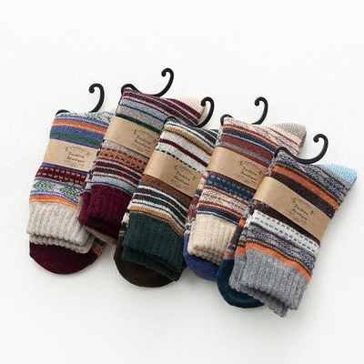 Hot Sale Winter Thermal Striped Pattern Rabbit cotton Crew Men Socks