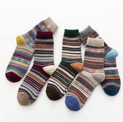 Hot Sale Winter Thermal Striped Pattern Rabbit cotton Crew Men Socks