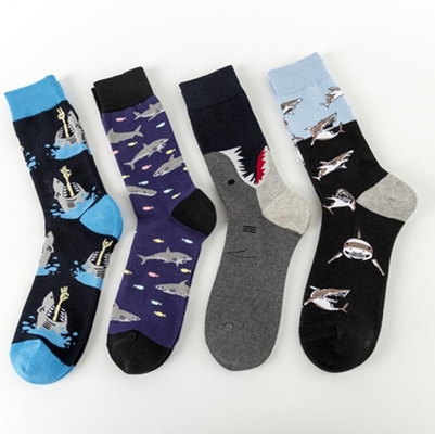 Hot Sale Wholesale New Character Fashion Shark Happy Soft Cotton Socks Men