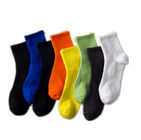 Wholesale Autumn New Breathable Fluorescence Color Soft Cotton White Socks Men