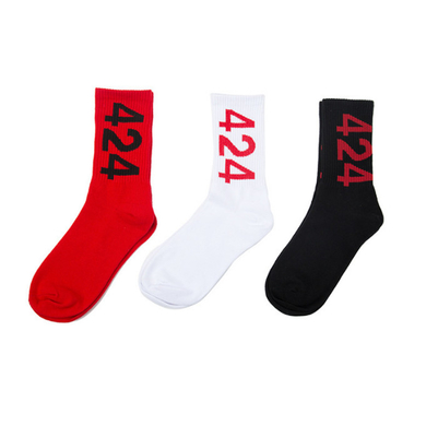 Wholesale Skateboard 424 Digital Sports Men Custom Logo Soft Cotton Men Tube Socks