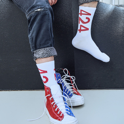 Wholesale Skateboard 424 Digital Sports Men Custom Logo Soft Cotton Men Tube Socks