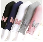 Wholesale High Quality Lovely Bowknot Solid Color Cotton Knitted Girls Leggings