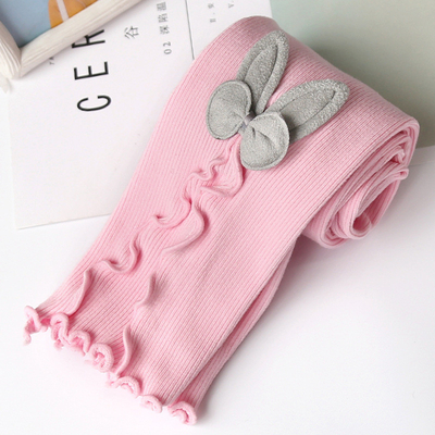 Wholesale High Quality Lovely Bowknot Solid Color Cotton Knitted Girls Leggings