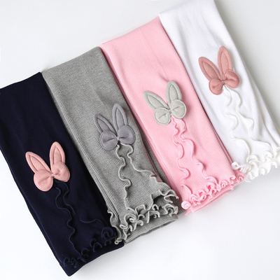 Wholesale High Quality Lovely Bowknot Solid Color Cotton Knitted Girls Leggings