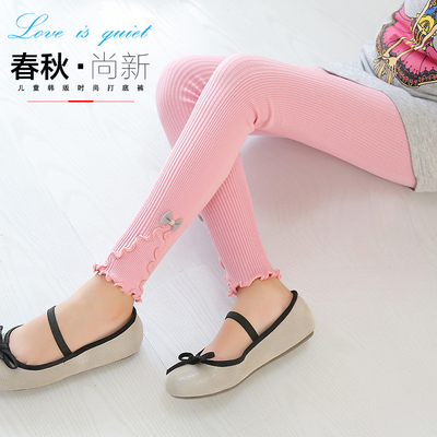 Wholesale High Quality Lovely Bowknot Solid Color Cotton Knitted Girls Leggings