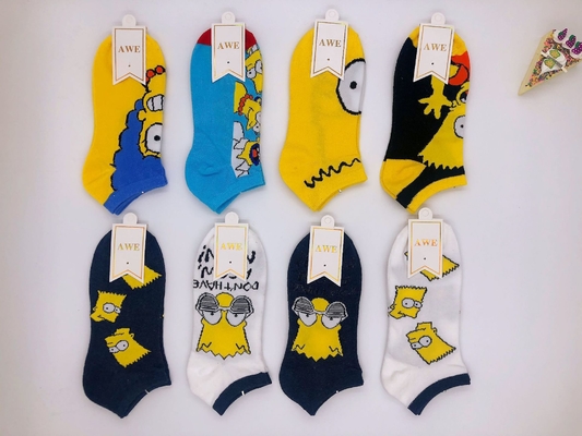 Good Quality In Stock Funny Cute Cartoon Anime Pattern Couples Socks Soft Cotton Ankle Socks