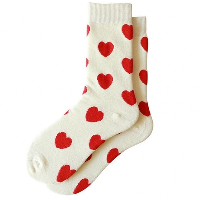 Hot Sale Fashion  Pattern Jacquard Breathable Cotton Fancy Crew Couples Socks