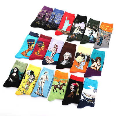 In Stock Hot Sale Happy Socks Man Figure Character Jacquard Sports Sock Breathable Cotton Fashion Crew Man Socks