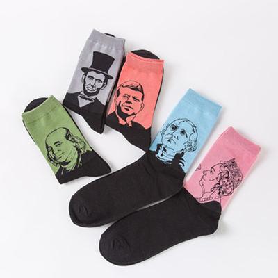 fashionable Socks Man Figure Character Jacquard Cartoon Sock Breathable Cotton Fashion Crew Man Socks