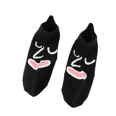 Spring And Summer New Products Pure Cotton Women'S Socks Personality Funny Cartoon Expression Embroidered Boat Socks