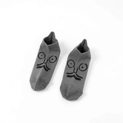 Spring And Summer New Products Pure Cotton Women'S Socks Personality Funny Cartoon Expression Embroidered Boat Socks