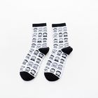 wholesale Trendy Cartoon Illustration Portrait Couple Socks Korean Black And White Sports Socks Couples White Sock