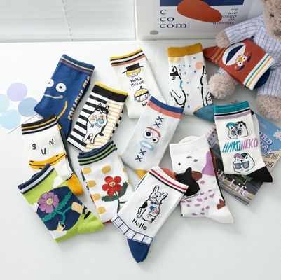 New Product Couple Fashion Trendy Tube Socks Ins Creative Cartoon IIllustration Socks Female Jacquard Skateboard Socks