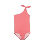 Ins OEM Breathable Little Girls Pink one shoulder Design Beachwear
