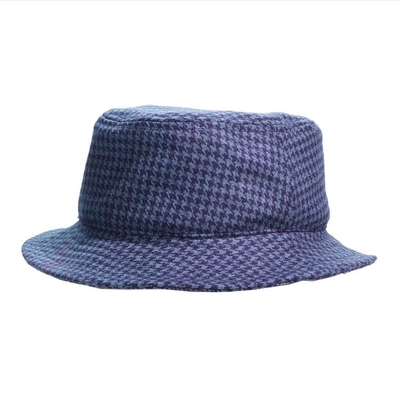 New Check Print Buckle Wool Felt Fedora Hat Winter Fashion Dress Panama Hat