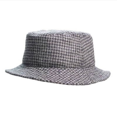 New Check Print Buckle Wool Felt Fedora Hat Winter Fashion Dress Panama Hat