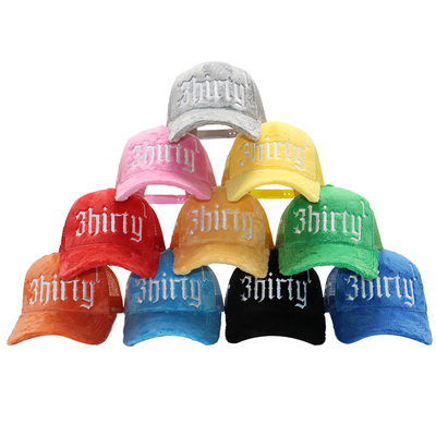 High Quality Custom Embroidery Logo Mesh Custom Velvet Trucker Hat Cap