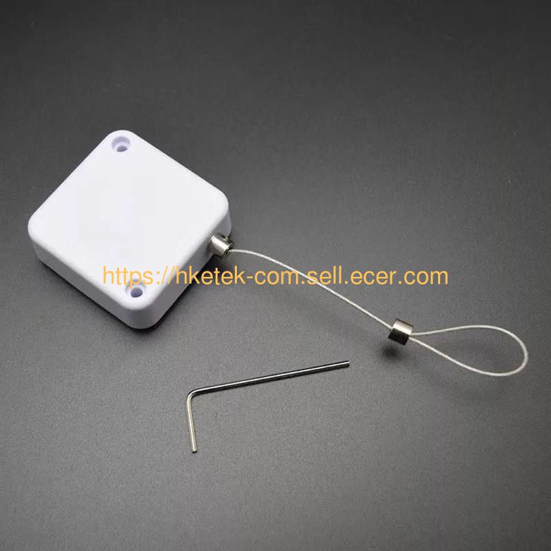 Anti theft security tether steel cable retractable pull reel box  anti-theft pull box