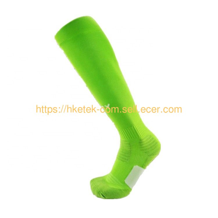 Wholesale Oem Custom Logo Sport Socks Anti Slip Fluor Green Football Socks