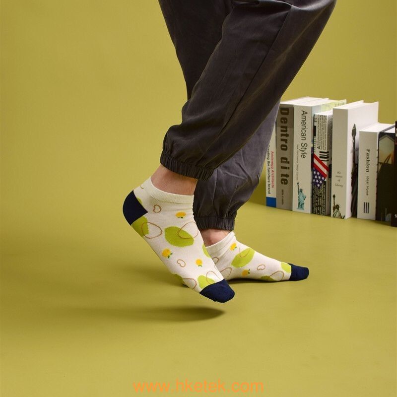 High Quality Jacquard Pattern Colorful Ankle Socks Cotton Wholesale Socks For Men