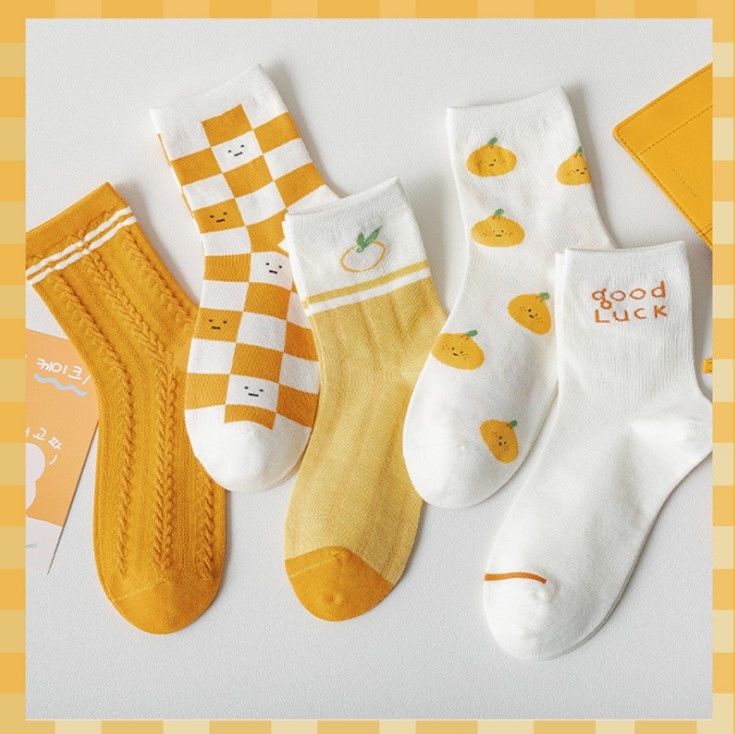 Wholesale Cute Fruits Orange Students Socks Soft Cotton Assorted Color Women Socks