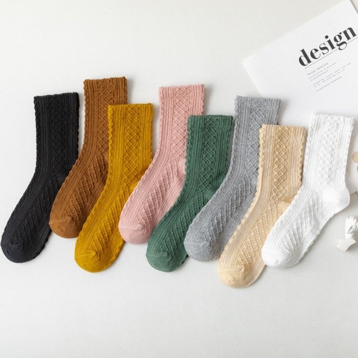 Wholesale New Candy Color Solid Color Women Socks Cotton Knitted Women Tube Socks
